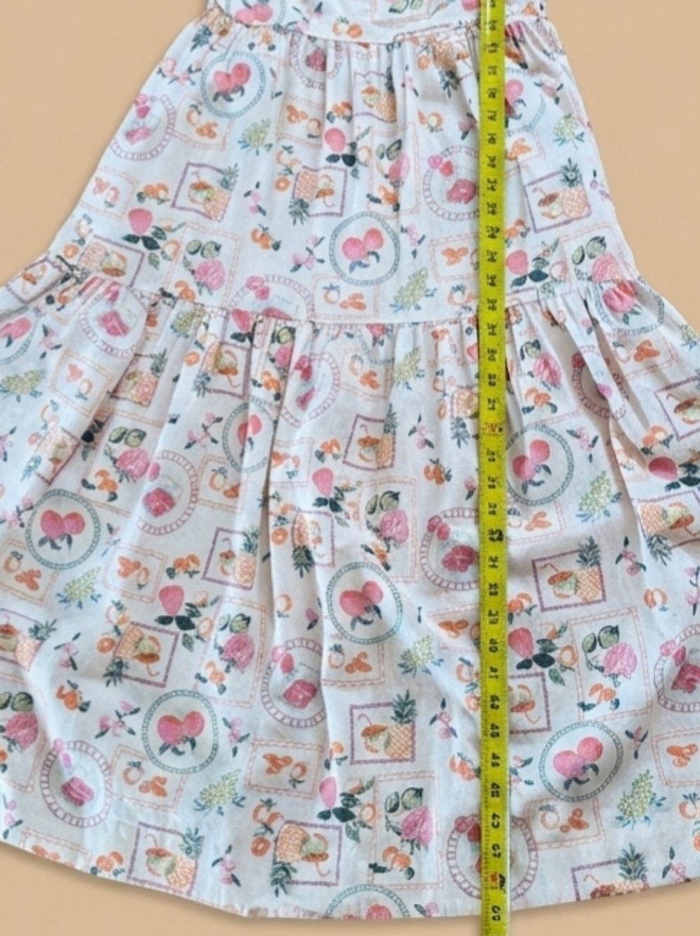 NWOT Linen Blend Fruit Print Tiered Midi Dress with Pockets L - Picture 11 of 13